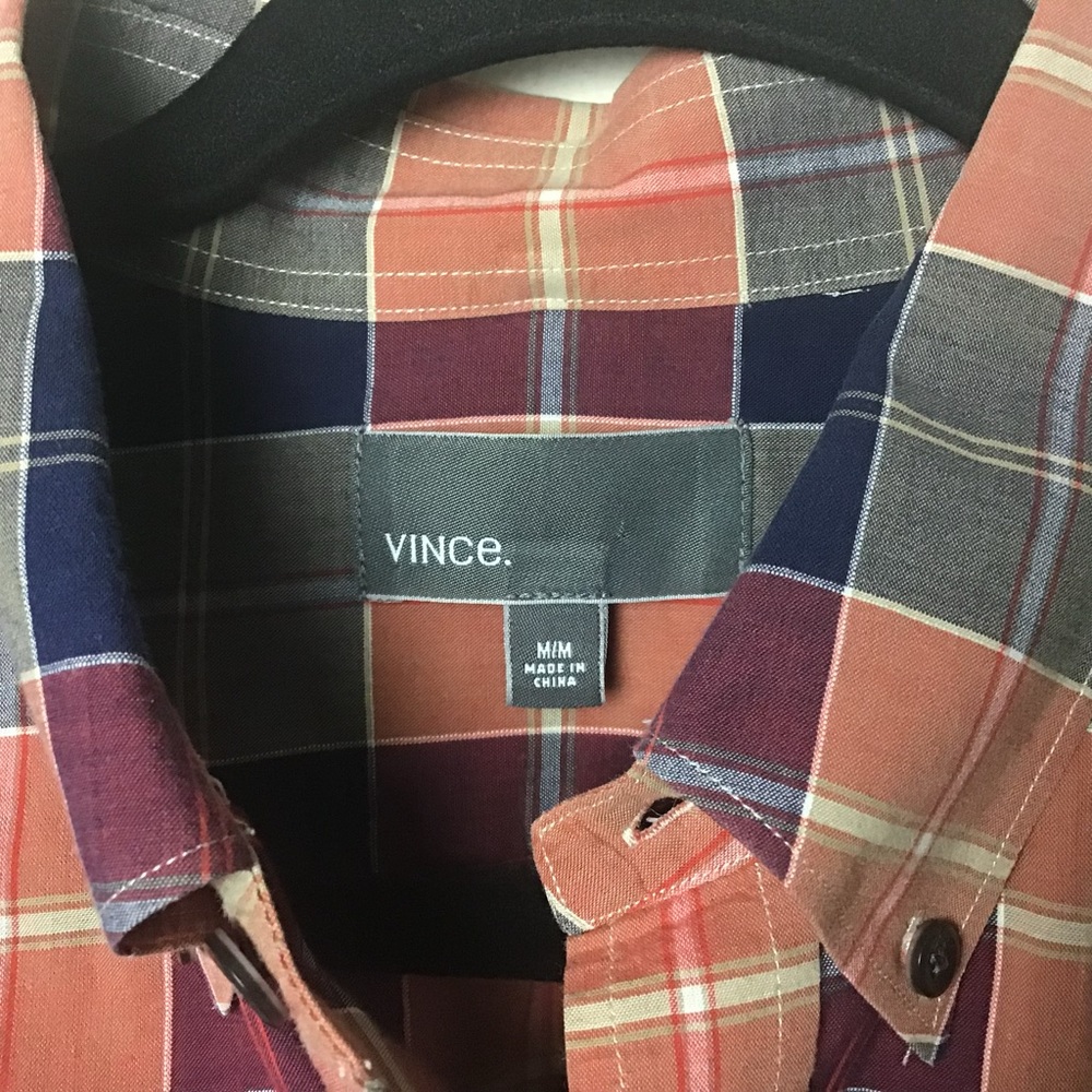Vince multicolored plaid long sleeve button down shirt. Medium - Picture 2 of 3